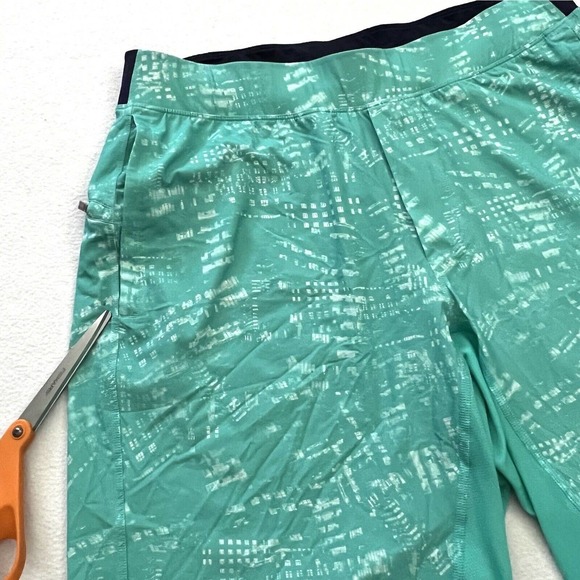 Lululemon Men Teal Abstract Print 9" THE Short Linerless Unlined Drawstring L - Picture 11 of 12